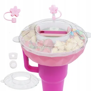 XZYDEN Snackbakje met Deksel 4 Vakken voor Beker 40oz Roze — miniatuur 1