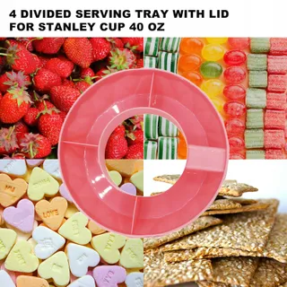 XZYDEN Snackbakje met Deksel 4 Vakken voor Beker 40oz Roze — miniatuur 5