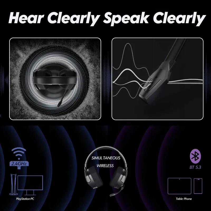 NUBWO G06 Draadloze Gaming Headset Microfoon PS5 PS4 PC — foto 8