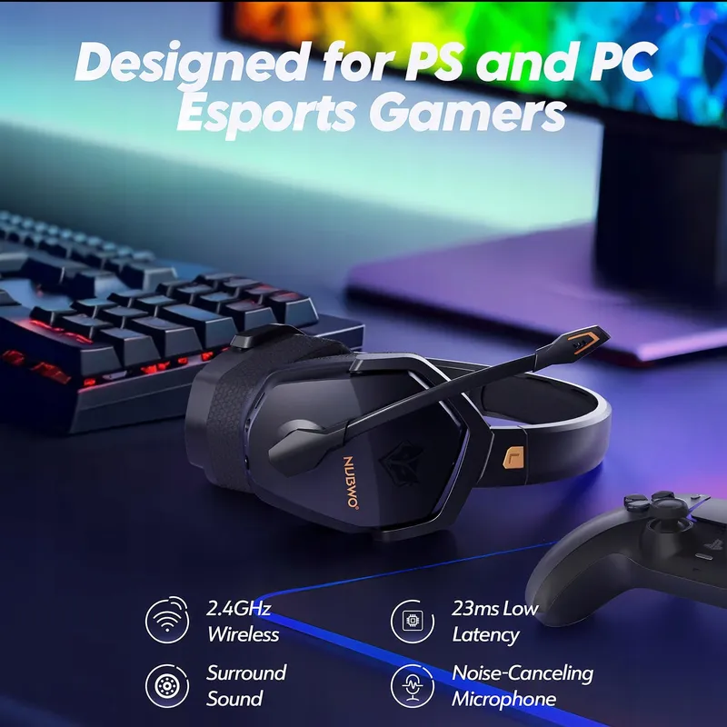 NUBWO G06 Draadloze Gaming Headset Microfoon PS5 PS4 PC — foto 2