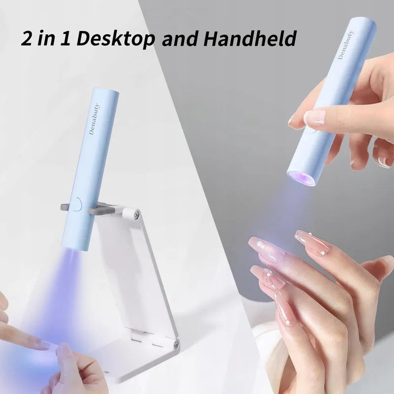 DENABUTY Mini UV LED Nagellamp Draagbaar Blauw Accu — foto 3