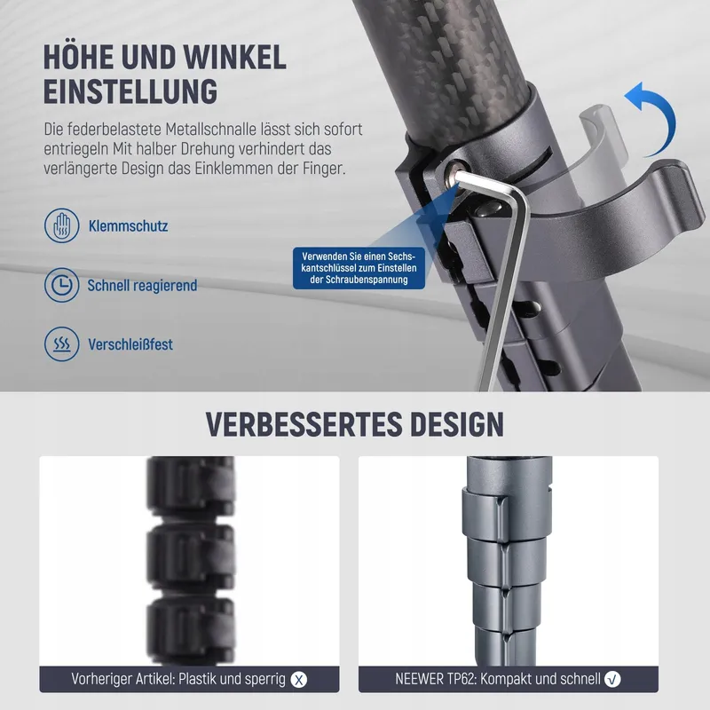 NEEWER LITETRIP LT32 Statief 62 Inch Koolstofvezel 360 Kop — foto 3