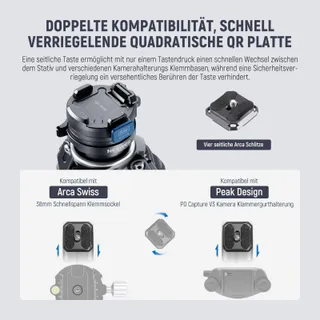 NEEWER LITETRIP LT32 Statief 62 Inch Koolstofvezel 360 Kop — miniatuur 6