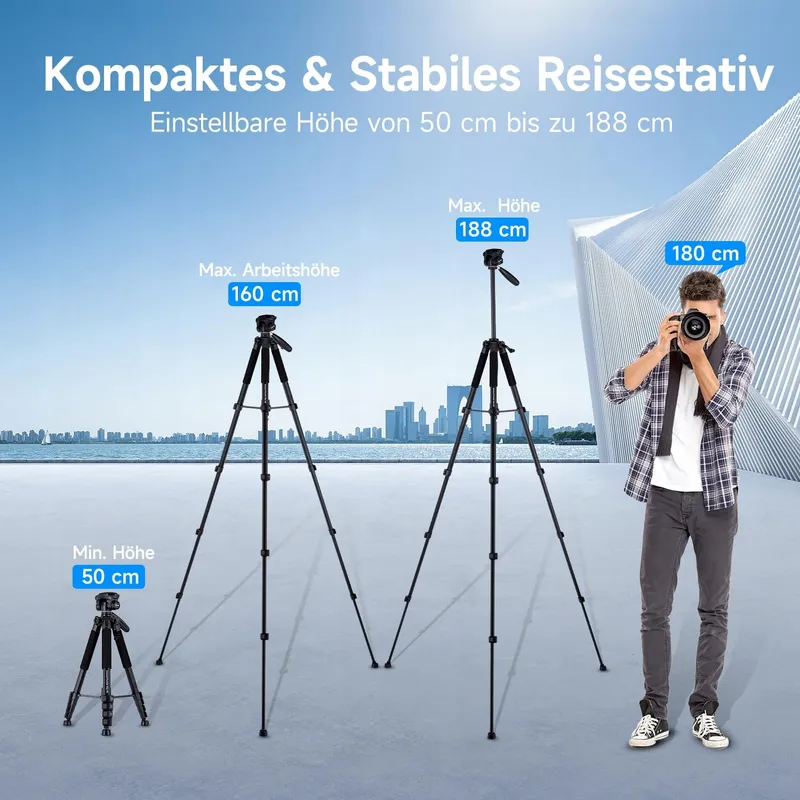 ROLLEI Reisstatief 188cm Lichtgewicht Compact Aluminium Kogelkop — foto 3