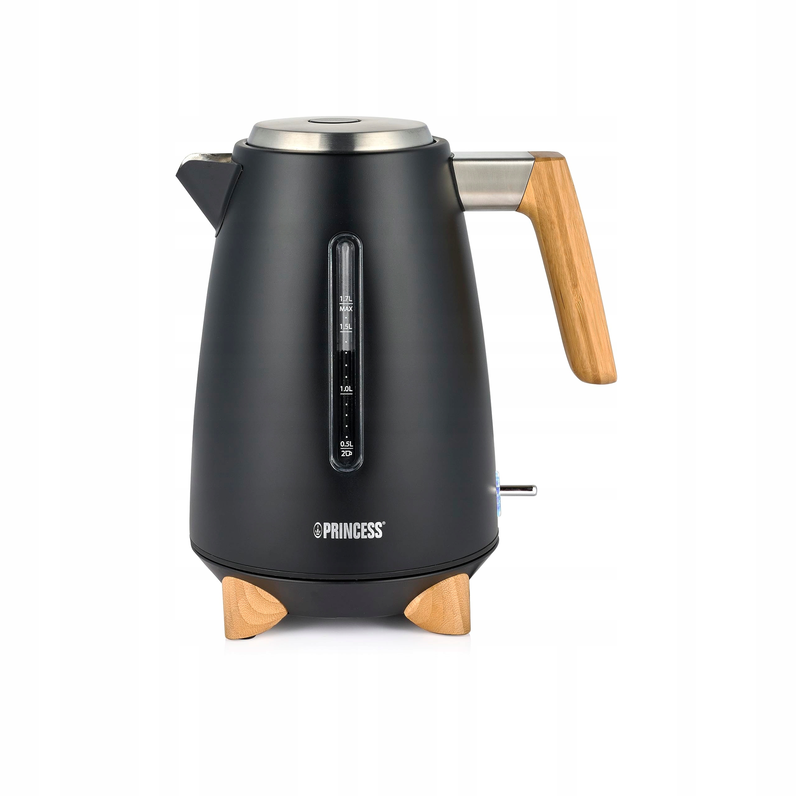 PRINCESS Pure Waterkoker 1,7L Bamboe 360° 3000W Mat Zwart