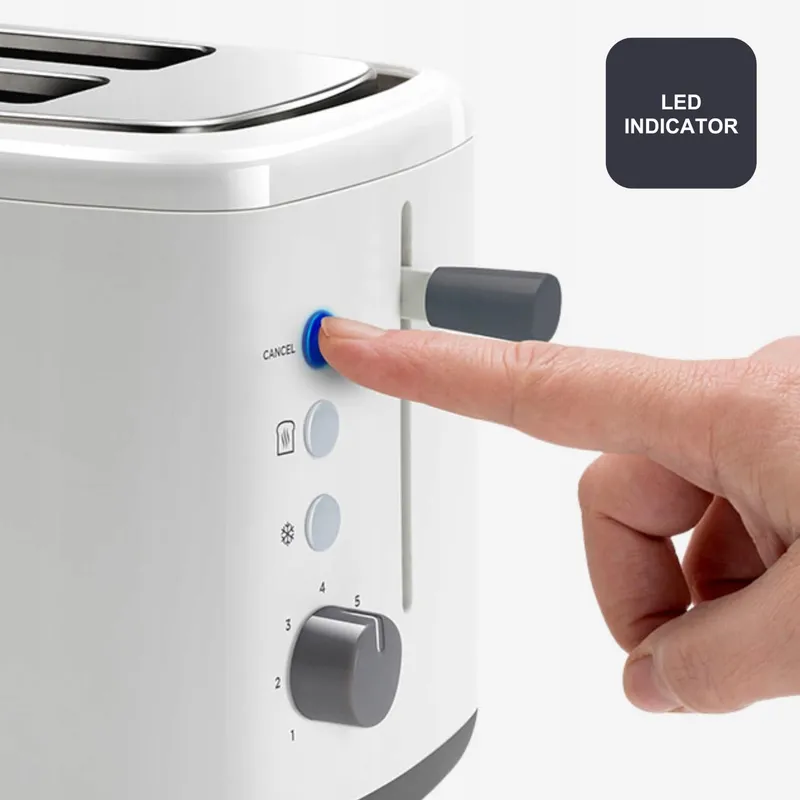 BLACK+DECKER Broodrooster 820W 2 Sleuven 7 Standen Wit — foto 4