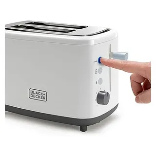BLACK+DECKER Broodrooster 820W 2 Sleuven 7 Standen Wit — miniatuur 12