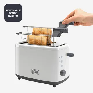 BLACK+DECKER Broodrooster 820W 2 Sleuven 7 Standen Wit — miniatuur 2