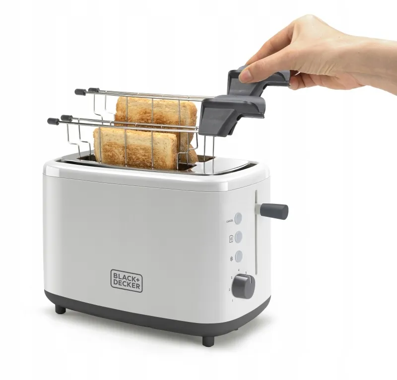 BLACK+DECKER Broodrooster 820W 2 Sleuven 7 Standen Wit — foto 9