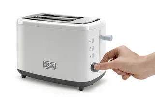 BLACK+DECKER Broodrooster 820W 2 Sleuven 7 Standen Wit — miniatuur 8