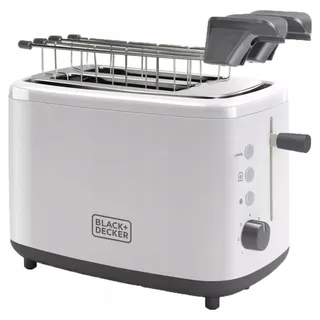 BLACK+DECKER Broodrooster 820W 2 Sleuven 7 Standen Wit — miniatuur 6