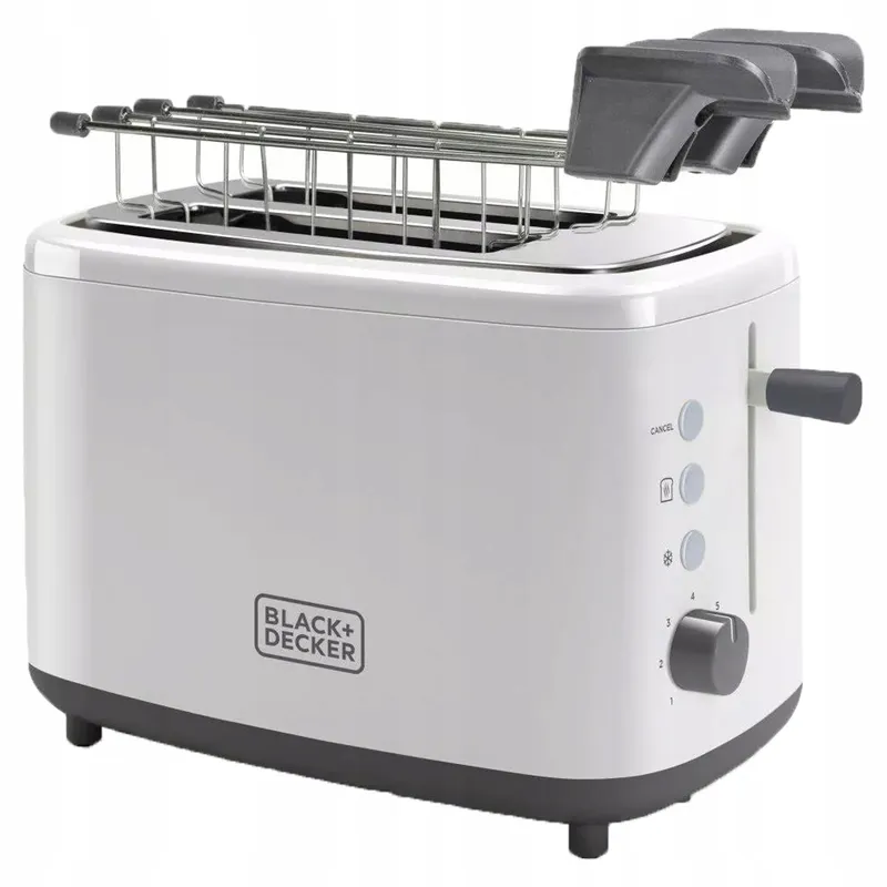 BLACK+DECKER Broodrooster 820W 2 Sleuven 7 Standen Wit — foto 6