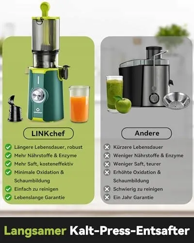 LINKCHEF Slow Juicer Sapcentrifuge 200W 1.2L BPA-Vrij — foto 2