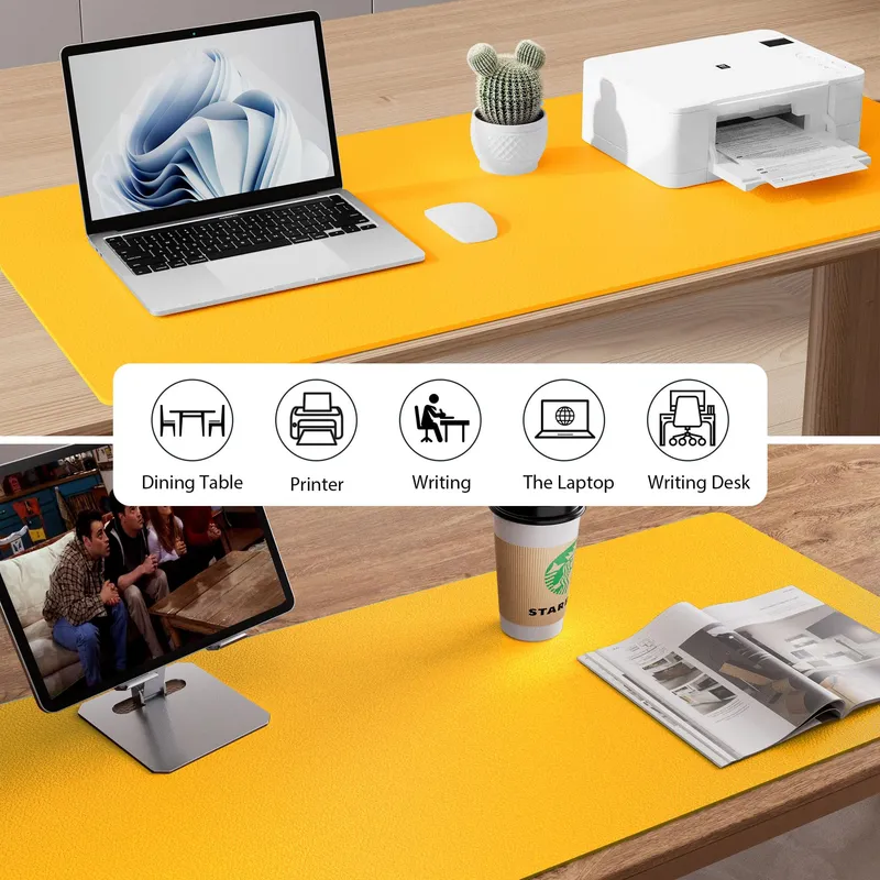 AOTHIA Bureau-onderlegger Antislip Suede PU-leer 80x40cm Beige — foto 7