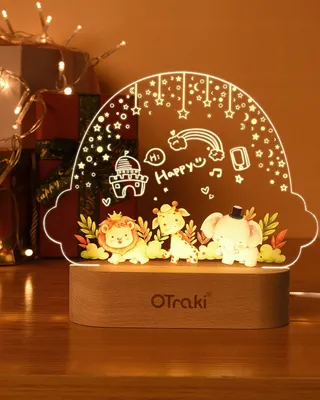 OTRAKI Nachtlampje Kinderen Gepersonaliseerd Wolk Dierenmotief — miniatuur 1