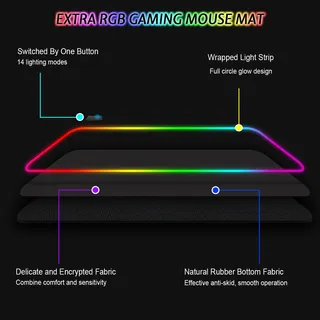 REALKY Gaming Muismat XXL 800x300mm 7 LED Kleuren — miniatuur 4