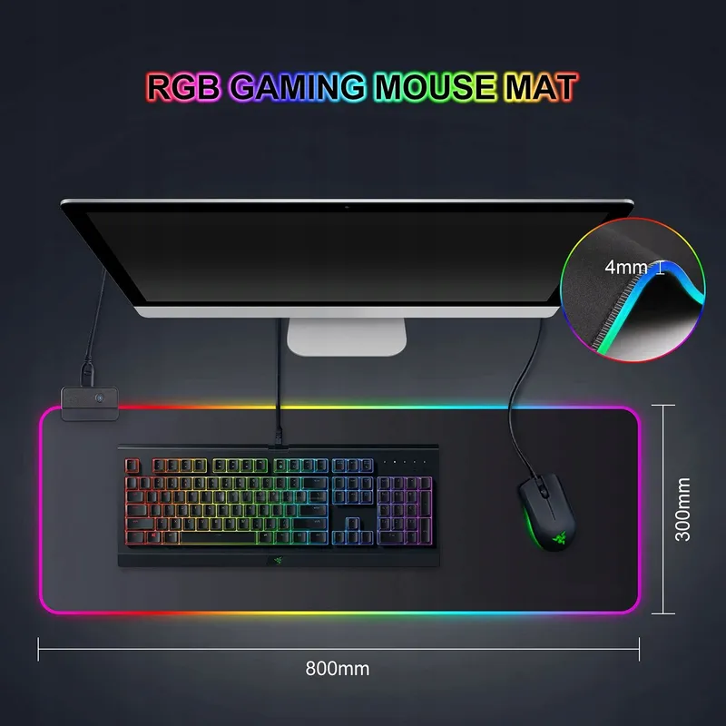 REALKY Gaming Muismat XXL 800x300mm 7 LED Kleuren — foto 8