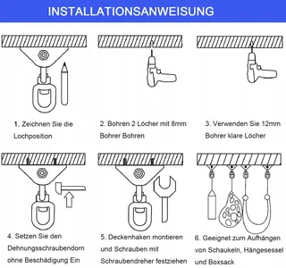 Universele Plafondhaken Draaibaar Hangmat Roestvrij Staal — miniatuur 7