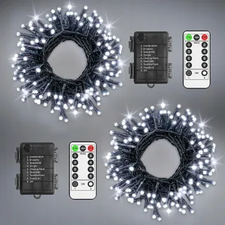 LYNNON 2x100 LED Lichtketting Wit Buiten Waterdicht Afstandsbediening — miniatuur 1