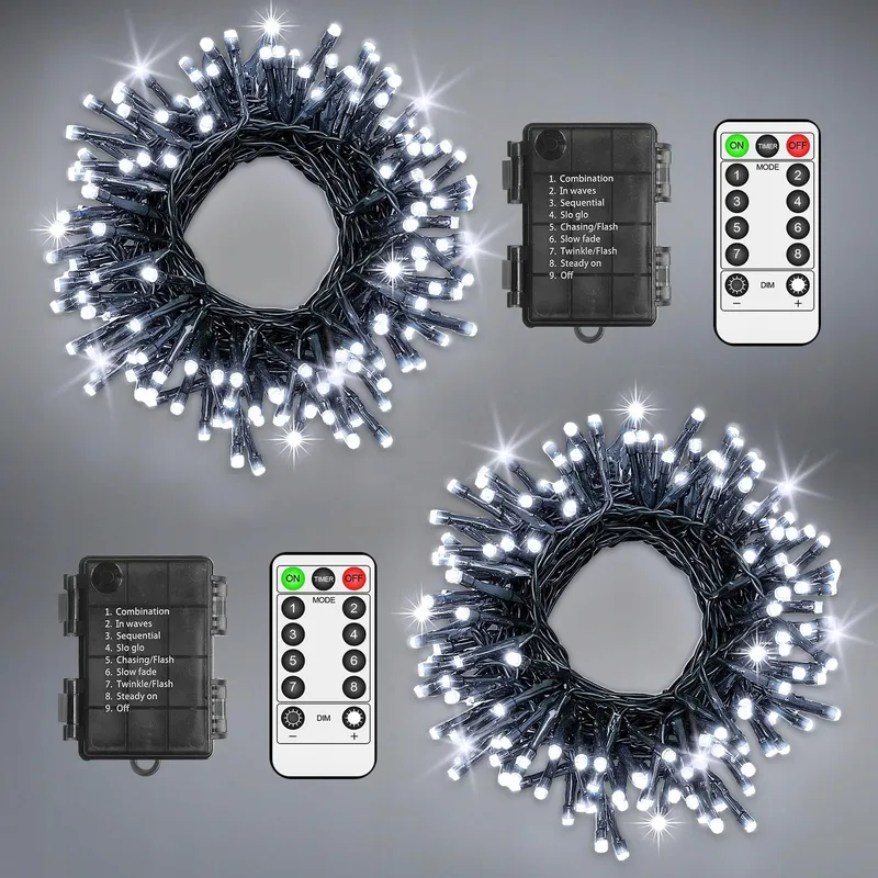 LYNNON 2x100 LED Lichtketting Wit Buiten Waterdicht Afstandsbediening — foto 1