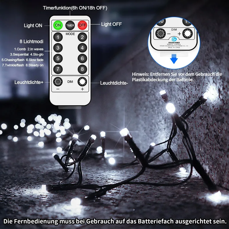 LYNNON 2x100 LED Lichtketting Wit Buiten Waterdicht Afstandsbediening — foto 3