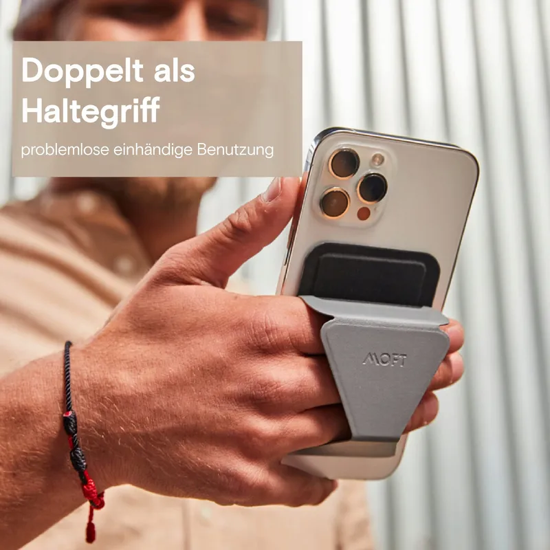 MOFT Magnetische Leren Kaarthouder Standaard Grijs β foto 1