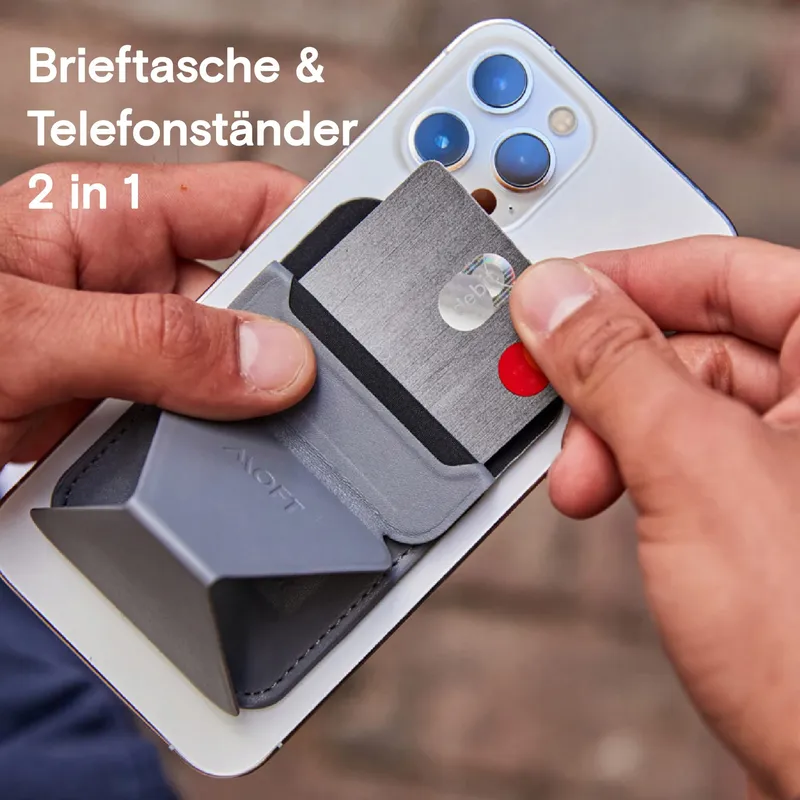 MOFT Magnetische Leren Kaarthouder Standaard Grijs β foto 4