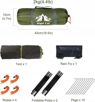 NIGHT CAT Tent 1 Persoon Waterdicht Licht Snel Opzetten — miniatuur 2