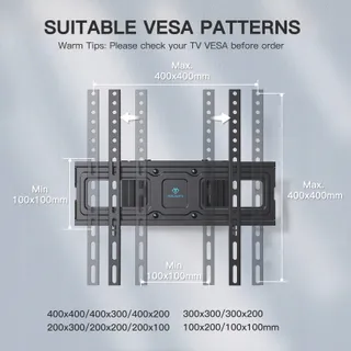 PERLESMITH TV Muurbeugel Draaibaar 26-65 Inch 45kg VESA 400x400 — miniatuur 6