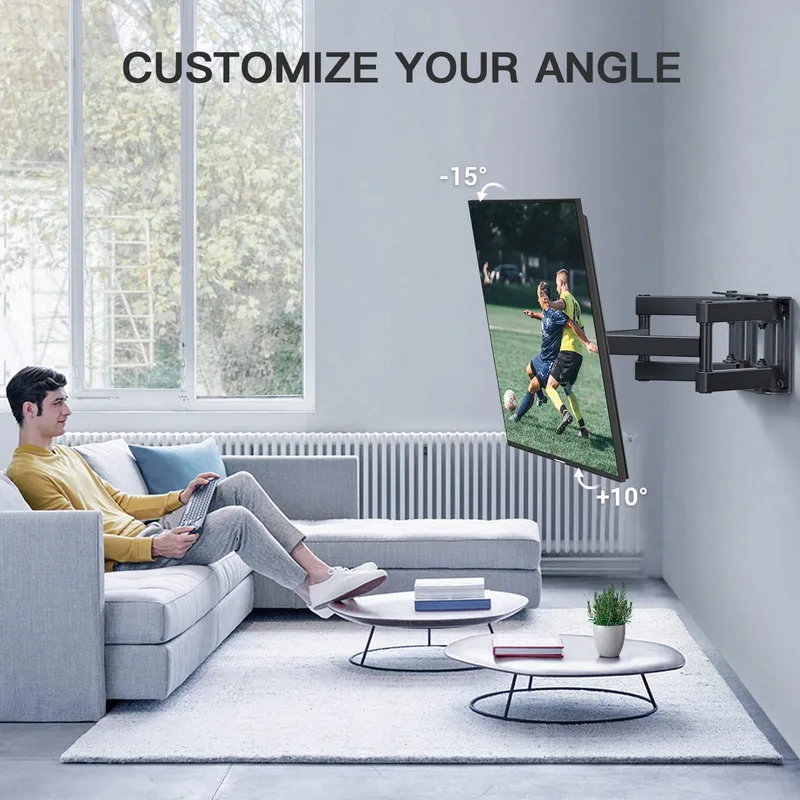 PERLESMITH TV Muurbeugel Draaibaar 26-65 Inch 45kg VESA 400x400 — foto 4