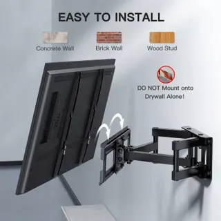 PERLESMITH TV Muurbeugel Draaibaar 26-65 Inch 45kg VESA 400x400 — miniatuur 7