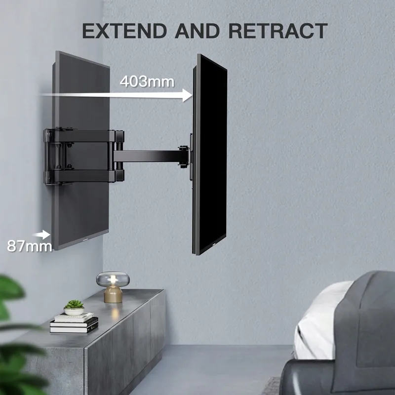 PERLESMITH TV Muurbeugel Draaibaar 26-65 Inch 45kg VESA 400x400 — foto 5