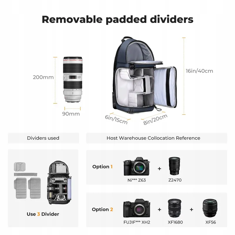 K&F KONZEPT Camera Schoudertas Crossbody DSLR Fotografie — foto 3