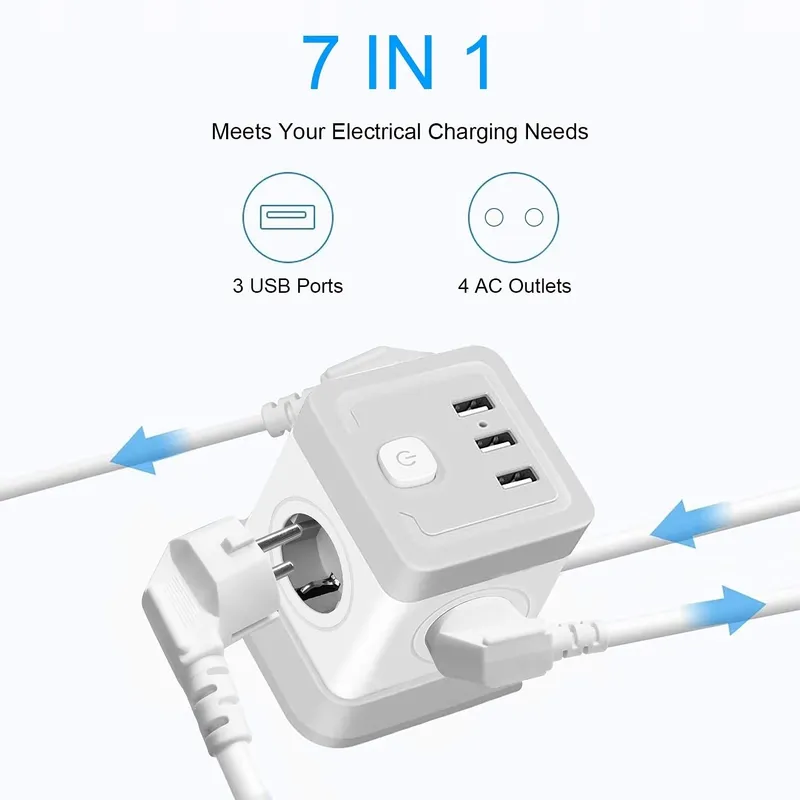 FDTEK Stekkerdoos 7-in-1 met USB voor Kantoor — foto 2