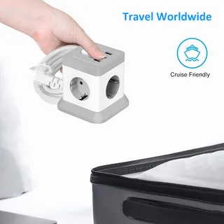 FDTEK Stekkerdoos 7-in-1 met USB voor Kantoor — miniatuur 7
