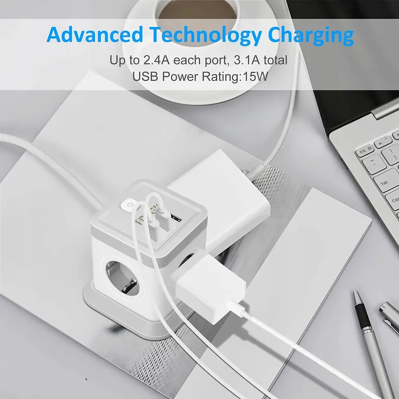 FDTEK Stekkerdoos 7-in-1 met USB voor Kantoor — foto 4