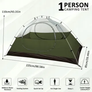 BESSPORT Tent 1 Persoon Ultralicht Waterdicht Camping — miniatuur 2