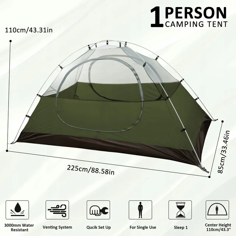 BESSPORT Tent 1 Persoon Ultralicht Waterdicht Camping — foto 2