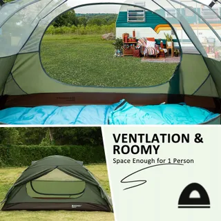 BESSPORT Tent 1 Persoon Ultralicht Waterdicht Camping — miniatuur 4