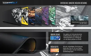 CSL Titanwolf XXL Gaming Muismat 900x400mm Zwart — miniatuur 9