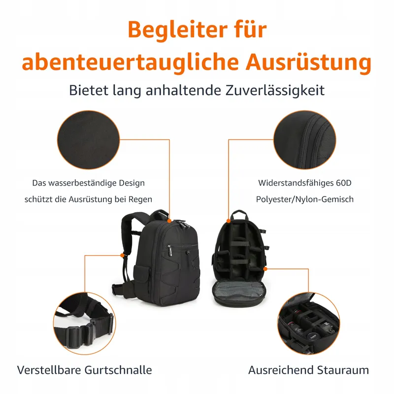 AMAZON BASICS Camerarugzak DSLR Waterdicht Schokbestendig — foto 3