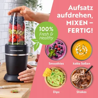 GOURMETMAXX Blender & Smoothie Maker 4-delig Zwart 1000W — miniatuur 5
