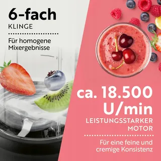 GOURMETMAXX Blender & Smoothie Maker 4-delig Zwart 1000W — miniatuur 4