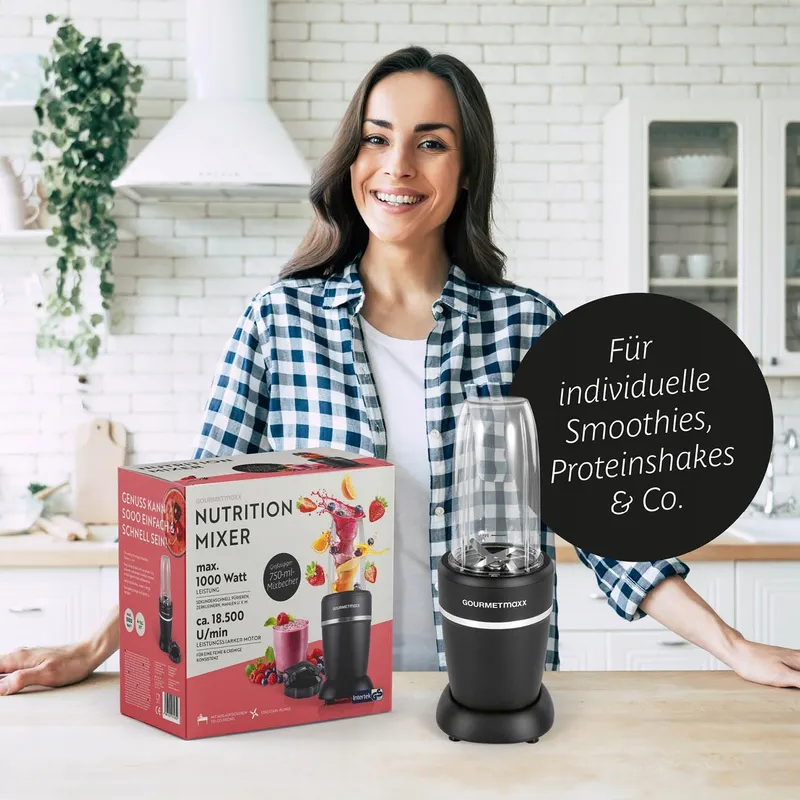 GOURMETMAXX Blender & Smoothie Maker 4-delig Zwart 1000W — foto 9