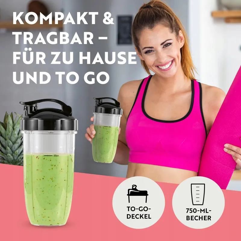 GOURMETMAXX Blender & Smoothie Maker 4-delig Zwart 1000W — foto 3