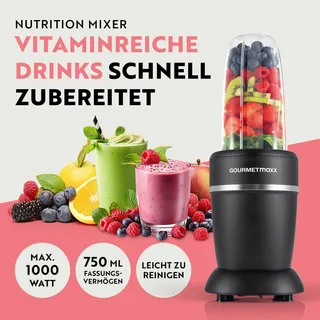 GOURMETMAXX Blender & Smoothie Maker 4-delig Zwart 1000W — miniatuur 2
