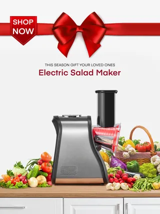 FOHERE Elektrische Rasp 200W Groenten 4 Messen Rood — miniatuur 9