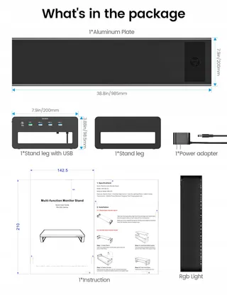 VAYDEER Dual Monitorstandaard Draadloos Opladen 4 USB Zwart — miniatuur 7