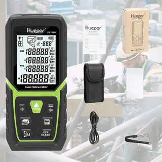 HUEPAR Laserafstandsmeter 100M Li-Ion LCD Pythagoras LM100A