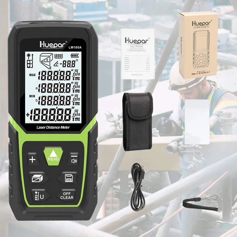 HUEPAR Laserafstandsmeter 100M Li-Ion LCD Pythagoras LM100A — foto 1